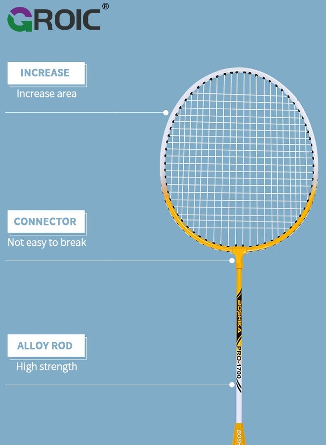 GROIC Badminton Racket Set, Includ 2 Rackets, 3 Birdies, 1 Carrying Bag, Lightweight and high Performance for Sports, Training and Entertainment, Outdoor Game for Adult Family Beginner, Badminton Racquet - Image 4